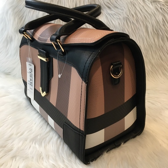 Vegan Leather The Doctor Style Plaid Handbag - Picture 2 of 12